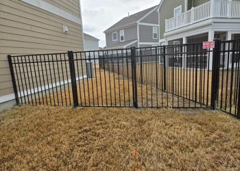 Single Gate And 4 Ft. Tall Aluminum Fence (belhaven Style)! The Crew Finished This Job In Less Than Half A Day! Single Gate And 4 Ft. Tall Aluminum Fence (belhaven Style)! The Crew Finished This Job In Less Than Half A Day!